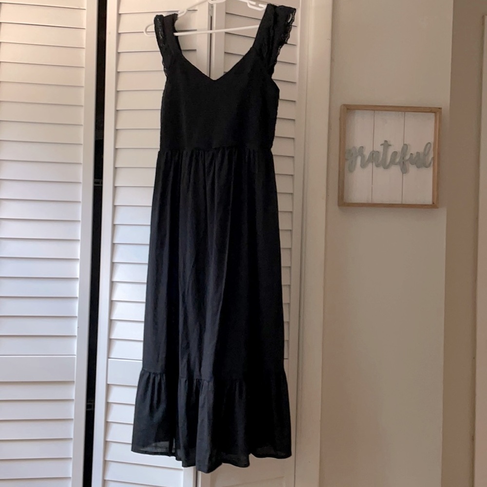 Old Navy Black Midi dress, size: medium, only worn once- great condition